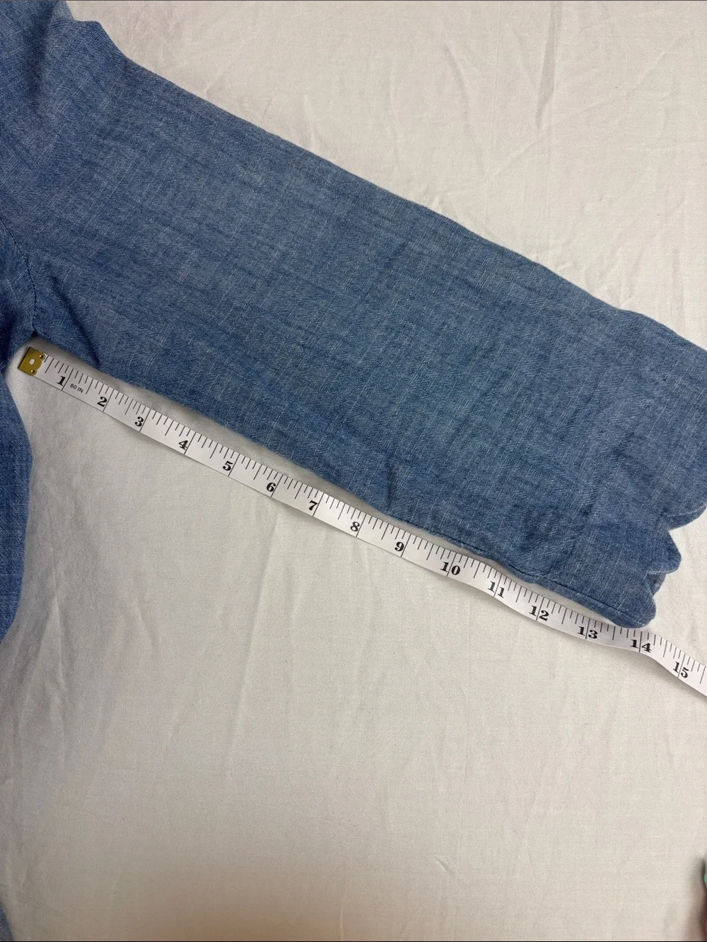 J. Crew Blue Chambray V-Neck Dress with Scalloped Sleeves